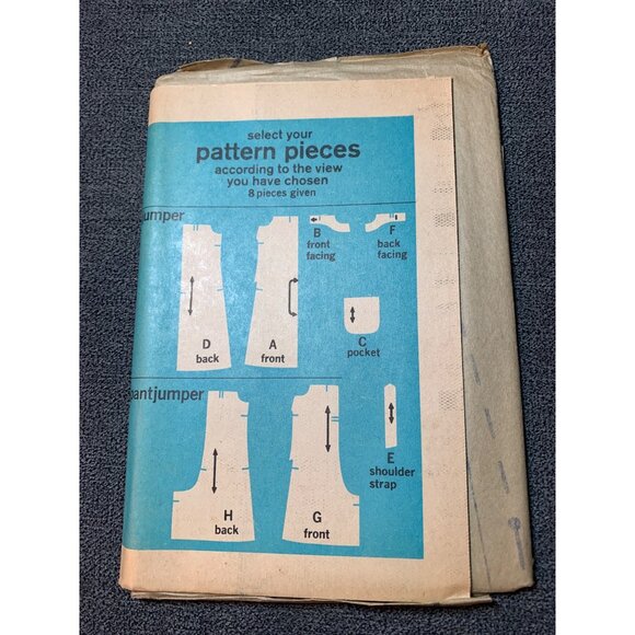 Simplicity 7877 Sewing Pattern Dress Jumper Pant Pockets Size 12 uncut 1970s - Picture 2 of 5